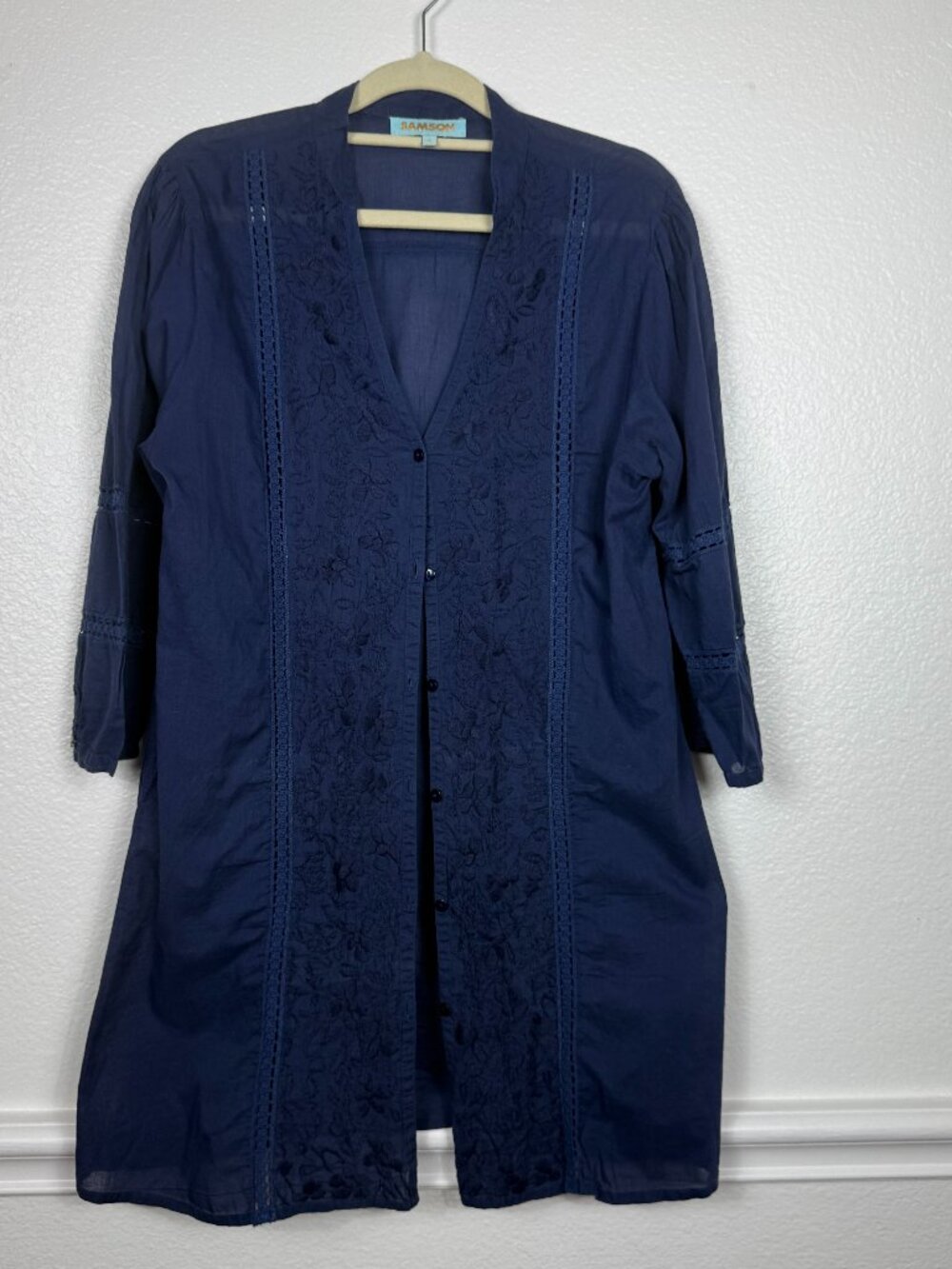 Samson Swim Wear Cover Up Women’s Size M 100% Cotton Beach Wear Coastal Navy